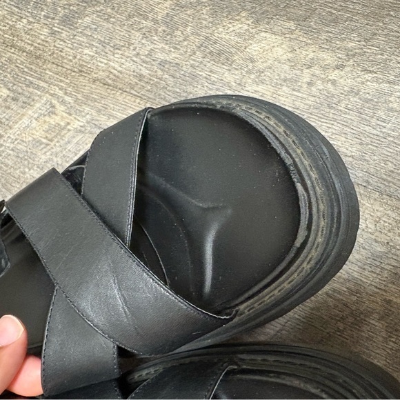 Cole Haan Black Slide Sandals with Gold Buckle - Picture 6 of 12